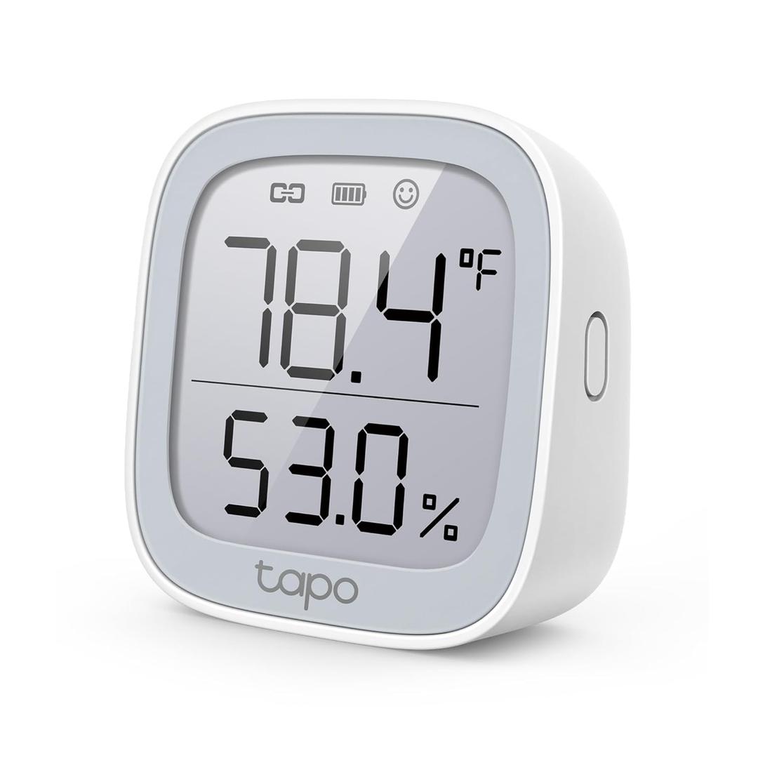 TP-Link Tapo Smart Temperature and Humidity Monitor, 2.7" E-Ink Display, Swiss-Made Sensor, Real-Time Notification, Visual Graphics, Requires Tapo Hub, White, T315