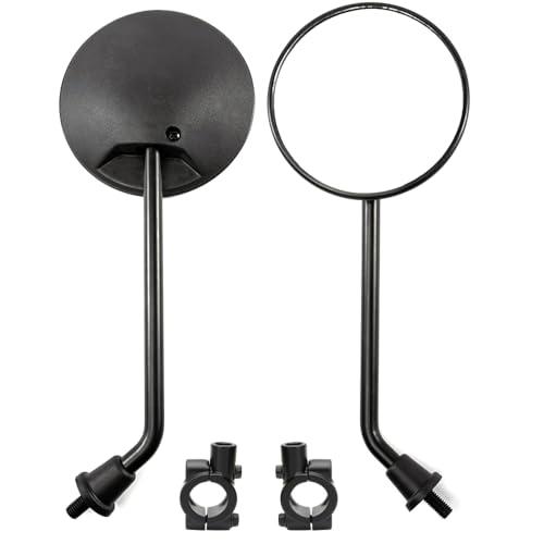 Kucehiup Motorcycle Side Mirror 4 inches Round Rearview with 10mm Handlebar Mirror Mount Holder Clamp Adaptor (Black 1)