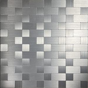 Peel and Stick Metal Backsplash Tiles, Self Adhesive Aluminum Mosaic 3D Wall Sticker for Kitchen (Square +Rectangle Stainless Steel, 20 Sheets)