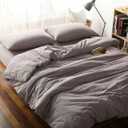 F.Y.Dreams 100% Washed Cotton Duvet Cover for Weighted Blanket 60x80 inches with 16 Ties, Zipper on Long Side/Purple Bean Paste/Just Duvet Cover