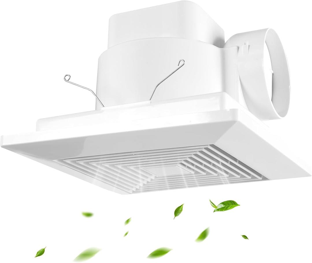 10 Inch Bathroom Exhaust Fan, 160 CFM 1.0 Sones Square Ultra Quiet Bathroom Vent Fan for Ceiling Mount, 110V-220V Bath Vent Extractor for 10.03" Ceiling Opening