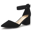 DREAM PAIRS ANNEE Pointed Toe Low Chunky Heels Pump Shoes,Size 10/,Black/Nubuck,ANNEE