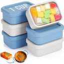 Teenyyou 6 Packs 1 Cup Silicone Soup Freezer Molds with Lid Silicone Soup Freezer Trays Rectangle Reusable Food Preserving Tray Freezing Sauces Stews(Dark Blue, Gray)