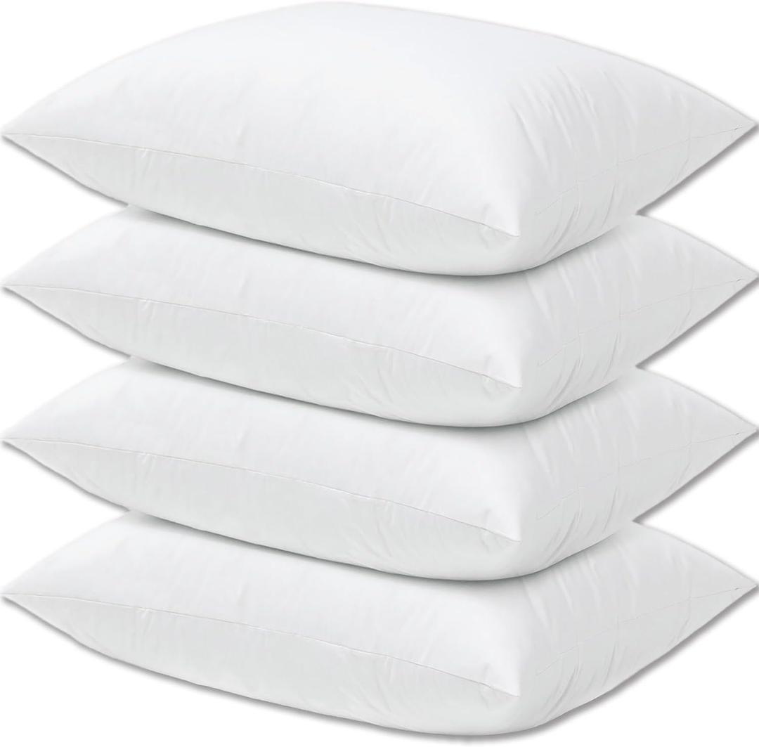 Hotel Collection Bed Pillows Standard Size Set of 4 Pack Sleeper Pillow for Adults Stomach Kids Side Sleeping Medium Soft Plush Fluffy White 20x26 inches