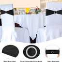 Black Chair Sashes 50 Pack Spandex Stretch Chair Band Sashes with Buckles for Folding Chairs Wedding Party Reception Baby Shower Events Banquet Decorations