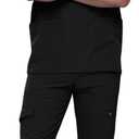 Men's Scrub Set V-Neck Scrub Sets with Nine Large Pockets (Medium-TALL, Black)