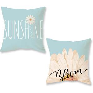 ONWAY Spring Summer Lumbar Pillow Covers 16x16 Inch Farmhouse Daisy Throw Pillow Cover Sunshine Bloom Decorative Cushion Case for Sofa Couch Home Bed Set of 2 (Blue) ONWAY Spring Summer Lumbar Pillow Covers 16x16 Inch Farmhouse Daisy Throw Pillow Cover Sunshine Bloom Decorative Cushion Case for Sofa Couch Home Bed Set of 2 (Blue)