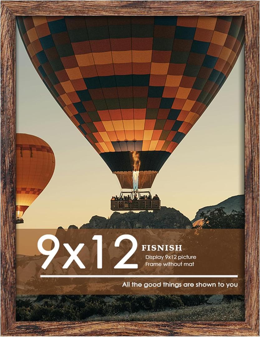9x12 Picture Frame Brown, Classic Poster Frame for Horizontal or Vertical Wall Mounting, 1 Pack
