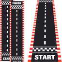 Fabbay 2 Pieces Racing Car Party Decorations 2 x 9. 8 ft Long Racetrack Floor Running Mat Drag Race Car Road Birthday Party Supplies Checkered Race Tracks Runway Party Supplies for Sport Event