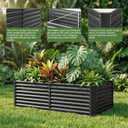 Land Guard 2 Pack 6x3x2 ft Galvanized Metal Raised Garden Bed, 2FT Deep Root Elevated Planter Box Steel Large Vegetable Flower Bed Kit, Gray