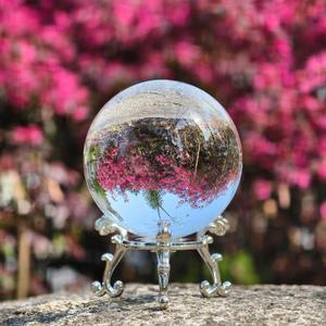 3.94in Clear Optical K9 Crystal Ball with Stand - Decorative Glass Sphere for Photography, Magic Fortune Teller Decor & Magical Lens Crystals Decorations (10cm)