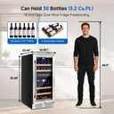 BODEGA 15 Inch Wine Fridge, 30 Bottle Dual Zone Wine Cooler, 41-72℉ Compressor Wine Refrigerator with Tempered Glass Door, Built-in or Freestanding Wine Cooler for Home Kitchen Bar (3.2 cu.ft).