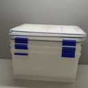 IRIS USA WeatherPro 60 Qt Storage Bins with Lids, 3 Pack, BPA-Free Plastic Gasket Box with Tight Latch and Seal, Stackable Nestable Tote Tub - Clear/Blue