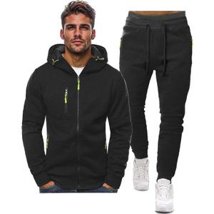 Hakjay Sweatsuits for Men 2 Piece Hoodie Men's Jogging Tracksuit Set Casual Athletic Long Sleeve Outfit Pullover Suit Set (Large, Black)
