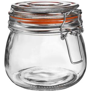 Hovico 25 oz Glass Jars With Airtight Lids And Leak Proof Rubber Gasket, Wide Mouth Mason Jars With Hinged Lids For Kitchen Canisters 750ml, Glass Storage Containers (25oz*1-Round)
