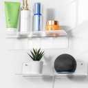 OAPRIRE Clear Acrylic Floating Shelves Set of 2 - Easily Expand Wall Space - 12 Inch Small Wall Shelf with Strong Adhesive for Bathroom, Bedroom, etc