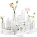 ComSaf Small Bud Vases Set of 12, 5.2 inch Glassl Bud Vase in Bulk, Mini Flower Vase for Centerpiece, Vintage Decorative Vase for Flowers, Wedding, Christmas, Home Decor, Housewarming Gift (Clear)