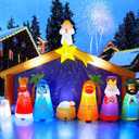 12.5FT Christmas Inflatable Nativity Scene with LED Light, Kalolary Blow up Christmas Outdoor Decoration Giant Xmas Bethlehem Nativity Scene Inflatable for Holiday Family Christmas Party Yard Decor