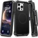 for iPhone 15 Pro Case Belt Clip Holster [Compatible with Magsafe] Military Grade [ Shockproof] [Dropproof] Heavy Duty Protection Kickstand Magnetic Phone Case for 15 Pro 6.1" Dark Black