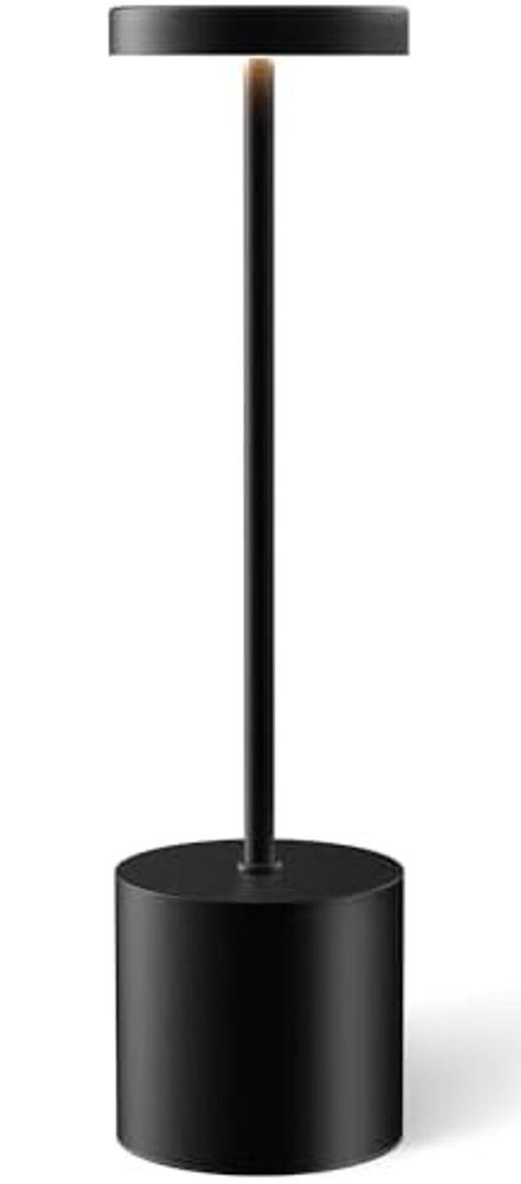 Cordless Table Lamp Set of 1, Rechargeable 5000mAh Battery Powered Outdoor Table Lamps, Portable LED Desk Lamp, 3 Color Dimmable Light for Restaurant, Patio, Bedroom, Bedside Night Lamp(Black)
