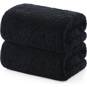 REDKISS 2 Piece Luxury Bath Towel Set - 31x62 inch Oversized Thick Bath Sheet, 100% Cotton, 900 GSM, Super Soft, Highly Absorbent, Quick Dry Large Black Bath Towels, Ideal for Bathroom, Pool, Gym, Spa