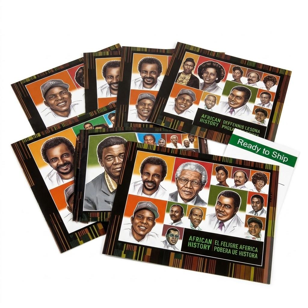 Bulk African History Educational Reference Card Set - 6 Unique Squares