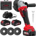 FULLYEA Cordless Angle Grinder 4-1/2", Brushless Metal Grinder 12000 RPM, Power Angle Grinders with 2 * 4.0Ah Batteries & Charger, 3*Cutting Wheels, Electric Angle Grinder Tool Kit for Cutting (Red)