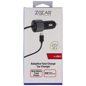 ZGear 28.8W USB-C Adaptive Fast Charge Car Charger - Black