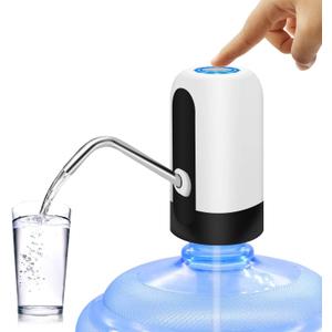 MJIYA Portable Water Bottle Pump, Universal Bottle Electric Water Dispenser with Switch and USB Charging, for Camping, Kitchen, Workshop, Garage (White)