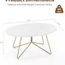 MWOOD Small Oval Coffee Table for Living Room, Gold Curved Metal Legs, 35.46" x 21.67" x 16.94"