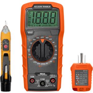 Klein Tools 69149P Electrical Test Kit with Digital Multimeter, Non-Contact Voltage Tester and Electrical Outlet Tester, Leads and Batteries