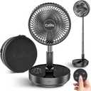 Czlife F9 Portable Fan, 10000mAh Rechargeable Battery Powered for Travel Sleeping Camping Bedroom Outdoor, Cordless Floor Desk USB Fan with Remote, 4 Speed, Timer, 7.7" (Black with Case&Charger)