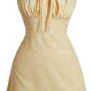 Floerns Women's Summer Floral Cherry Print A Line Short Cami Dress (M, Light Yellow)