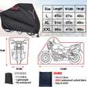 800D Heavy Duty Motorcycle Cover, Outdoor Storage Moped Covers, All-Weather Universal Waterproof Scooter Cover with 3 Reflective Handle、2 pairs Lock Holes and 3 Fixed Buckles - 87" x 37" x 40"