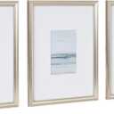 Kate and Laurel Adlynn Decorative Rectangle Watercolor Framed Art Set of 3; 11 x 14 matted to 5 x 7; Silver; Coastal Three-Piece Framed Wall Art for Gallery Wall Frame Set in Living Room Wall Decor