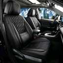 Car Seat Covers , Luxury Breathable Waterproof Faux Leatherette Car Seat Covers Cushion Protectors with Lumbar Support, Car Seat Cushion, Universal Fit Most Cars (FULL BLACK, Full Set - 5 Seats)