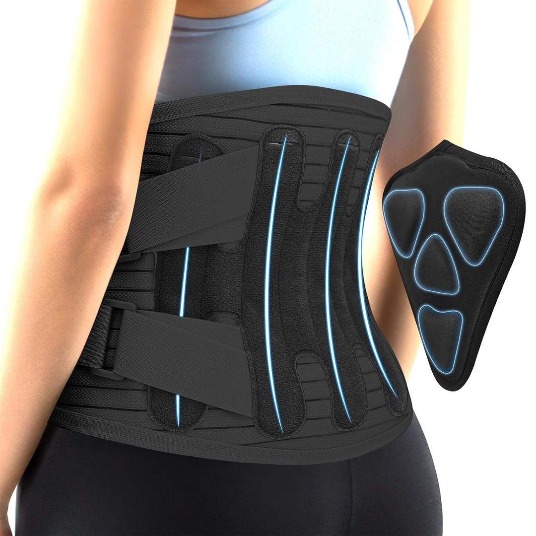 DOKIBI Back Brace for Lower Back Pain Relief,Lumbar Waist Support for women,Lower Back with 3D Lumbar Pad for Work Sports Sciatica, Scoliosis(BlackL)
