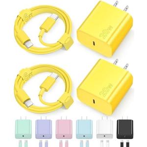 iPhone 16 15 Charger Fast Charging Type C Chargers USB C Charger Block iPhone 16 Chargers with 2 Pack 6FT Cable for iPhone 16/16 Plus/16 Pro Max/15/15 Pro Max/iPad Pro/AirPods(Yellow)