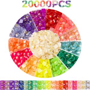 20000PCS Glitter Beads for Diamond Painting Beads, Diamond Painting Accessories, 20 Colors Square Beads Art Drills Flatback Rhinestones for Crafts, Bead Painting or Nails Art, 2.5MM