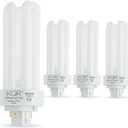 KOR (Pack of 4) PL26W/3U/4P/5000K - 26 Watt Triple Tube - GX24Q-3 (4 Pin) Base - 5000K Bright White - Compact Fluorescent Light Bulb.