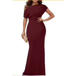 Formal Dresses for Women Elegant Off Shoulder Evening Party Gowns Sexy Bodycon Ruched Prom Wedding Guest Dress S