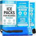 JJ CARE Gel Ice Packs Reusable (Pack of 2) - Ice Packs for Injuries Reusable - Soft Ice Pack for Injuries with Wrap - Flexible Therapy, for Knee, Back, Neck, Wrist, & Ankle