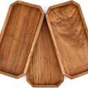 Platters Acacia Wood Serving Platter with Raised Edge -Set of 3 for Charcuterie Cheese Bread Fruit Vegetable Dip Sushi (12" X 6" X 0.75")
