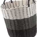 OFFSCH Handheld Laundry Basket 34cm Versatile Storage Basket Plastic Woven Household Clothing Organizer Brown-Gray-White for Bedroom and Bathroom Accessories, 3 pack
