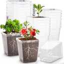 3.3 Inch Clear Nursery Pots with Drainage,90 Pack Square Seedling Pots with Plant Lables,Reusable Seed Starter Pots for Succulents Transplanting Herbs Flowers Tomato Windowsill Gardening