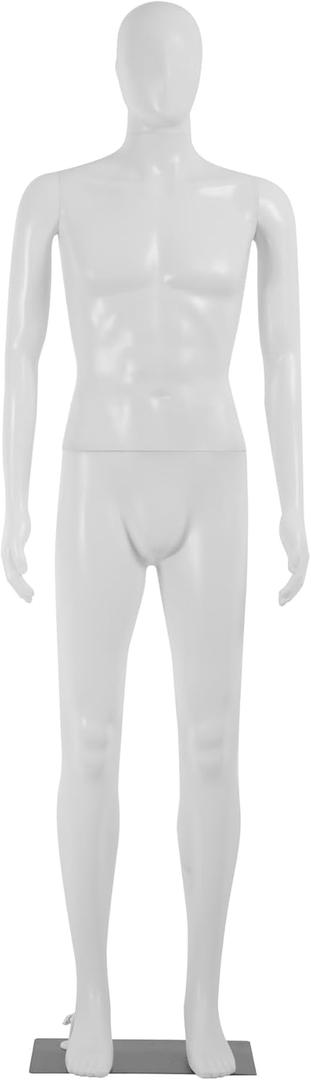 73 inches Full Body Retail Mannequin Polypropylene (PP) Sewing Mannequin Male Torso Detachable Stand Head Arm Rotation Metal Base for Display Clothing