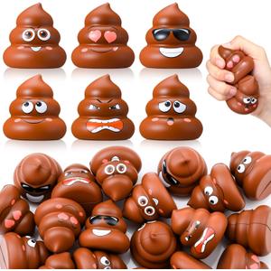 Meooeck 24 Pack Poop Stress Ball Toys Fake Poop Figures 2 Inch Poo Stress Relief Ball Anxiety Relief Fidget Toys for Halloween Prank Hide Seek Bags Party Supplies Gifts Easter Egg Fillers (Brown)
