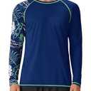 FISHEAL UPF 50+ Mens Swim Shirts, Long Sleeve Sun Protection Shirt, Quick Dry UV SPF Rash Guard for Beach Water Fishing 2XL