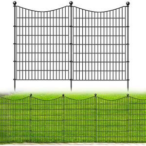 10 Panels No Dig Dog Fence Outdoor for Yard, 40 in(H) X 23.6 ft(L) Decorative Tall Garden Fence Animal Barrier, Rustproof Metal Wire Garden Edging and Borders, Temporary Fencing Stakes