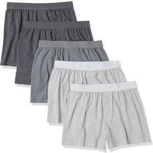 Amazon Essentials Cotton Jersey Boxers - Men's Underwear, Pack of 5 (Grey Heather, Charcoal Mix, Size XXS)